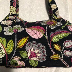 Vera Bradley Moon Blooms Purse Hand Bag Pink Black Shoulder Bag Retired 2014